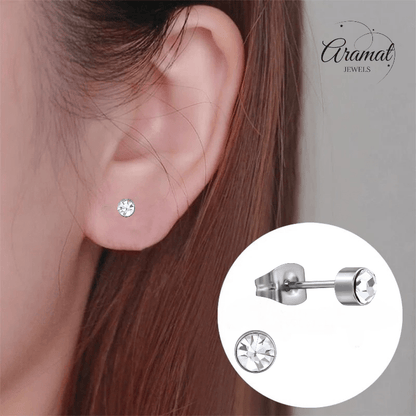 Transparante kristal oorstekers – 4mm zilver RVS - Aramat Jewels - Oorbellen - cadeautip