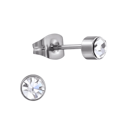 Transparante kristal oorstekers – 4mm zilver RVS - Aramat Jewels - Oorbellen - cadeautip