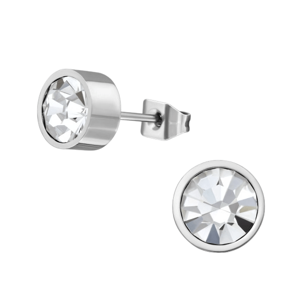Transparante kristal oorstekers – 5mm zilver RVS - Aramat Jewels - Oorbellen - cadeautip