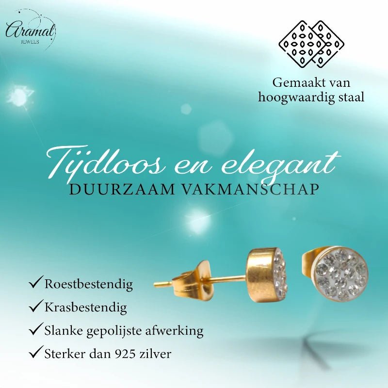 Transparante kristallen oorstekers 6 mm – goudkleurig - oor3102 - Oorbellen kopen# - 6mm - alles - cadeau