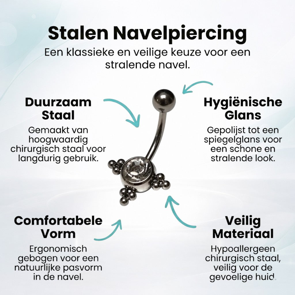 Transparante Zirkonia Dots Navelpiercing