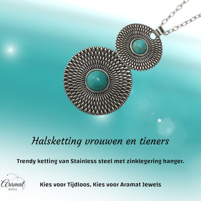 Trendy Bohemien Halsketting met Gemarmerde Steen - Aramat Jewels - Halskettingen - cadeautip
