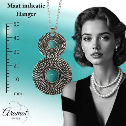 Trendy Bohemien Halsketting met Gemarmerde Steen - Aramat Jewels - Halskettingen - cadeautip