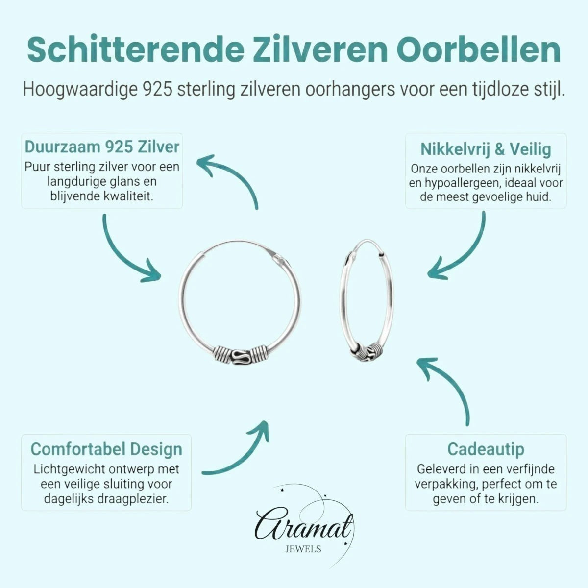 Trendy Geoxideerde Bali Oorringen 18mm - Aramat Jewels - Oorringen - cadeautip