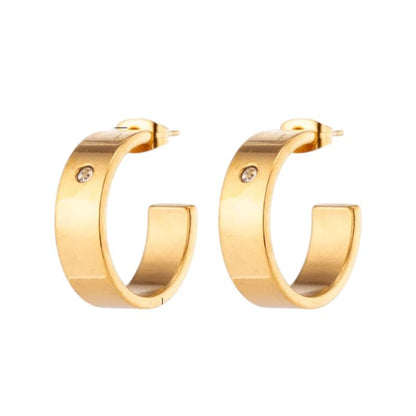 Trendy Goudkleurige Stalen hoepel Oorbellen - oor5828 - se46159 - Oorringen kopen