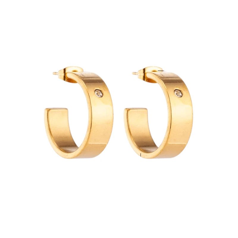 Trendy Goudkleurige Stalen hoepel Oorbellen - oor5828 - se46159 - Oorringen kopen