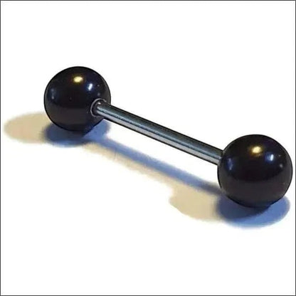 Een zwarte bal met een metalen staaf