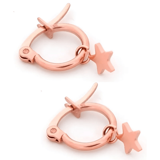 Een paar roségouden hoepeloorbellen