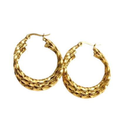 Triple Gedraaide Goudkleurige Oorringen - Statement Look - oor6280 - 538784 - Oorringen kopen# - 30mm - alles - cadeau