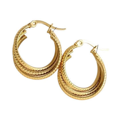 Triple Goudkleurige Oorringen Rond – 20x7,5mm - oor6297 - 538788 - Oorringen kopen# - 20mm - alles - cadeau