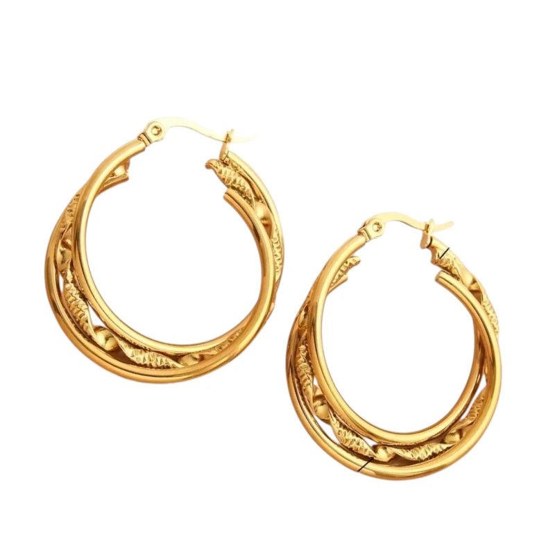 Triple Goudkleurige Oorringen Rond - 30x7mm - oor6294 - 647261 - Oorringen kopen# - 30mm - alles - cadeau