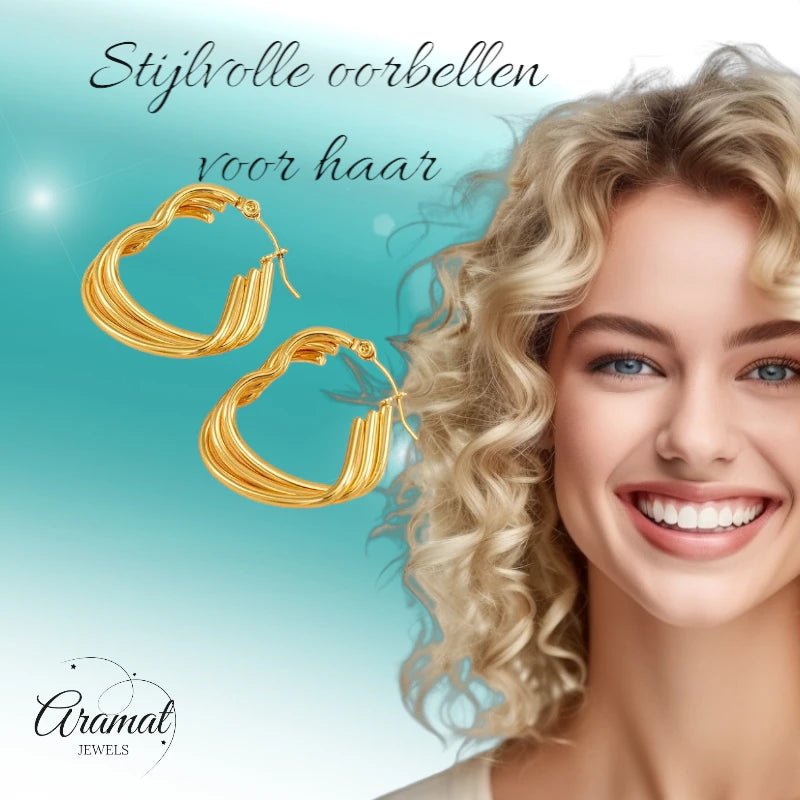 Triple Hartvormige Oorringen 25mm - oor6304 - 827749 - Oorringen kopen# - 25mm - alles - cadeau