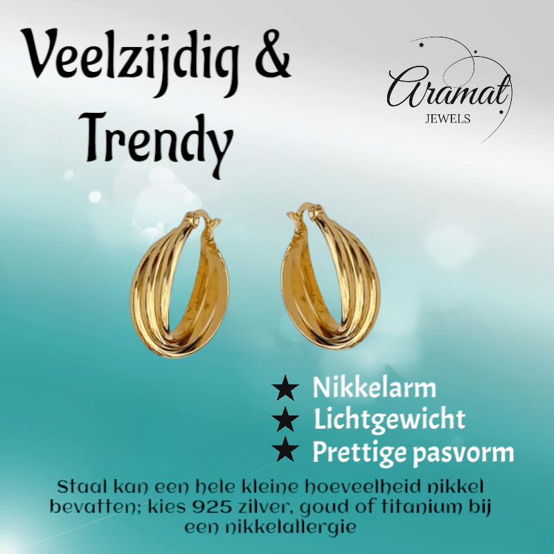 Triple oorringen dames – goudkleurig - oor6401 - 25439 - Oorringen kopen# - 22mm - alles - cadeau