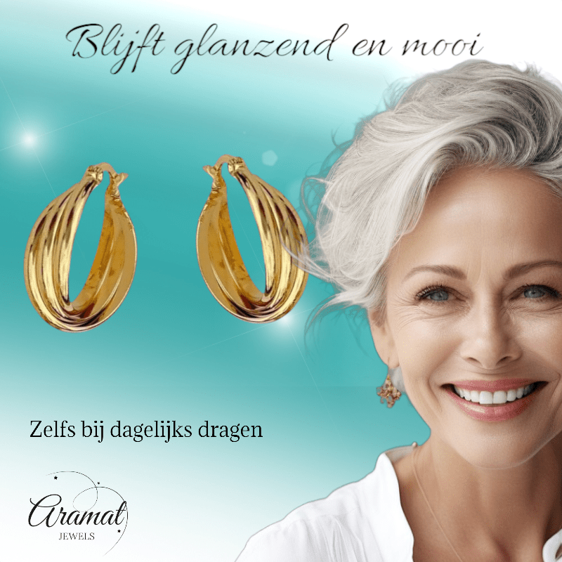 Triple oorringen dames – goudkleurig - oor6401 - 25439 - Oorringen kopen# - 22mm - alles - cadeau