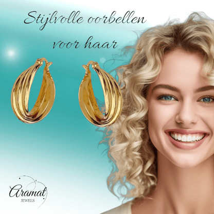 Triple oorringen dames – goudkleurig - oor6401 - 25439 - Oorringen kopen# - 22mm - alles - cadeau