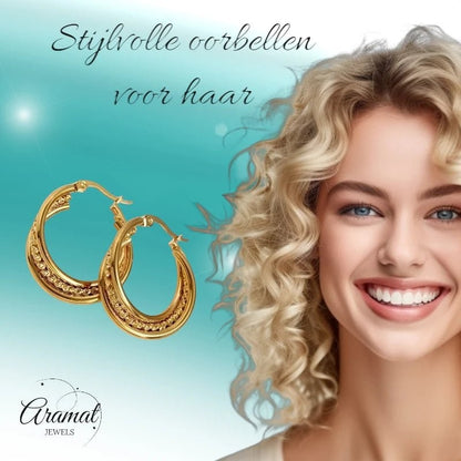 Triple Oorringen Goudkleurig - Gedraaid Design 25mm - oor6281 - 536095 - Oorringen kopen# - 25mm - alles - cadeau