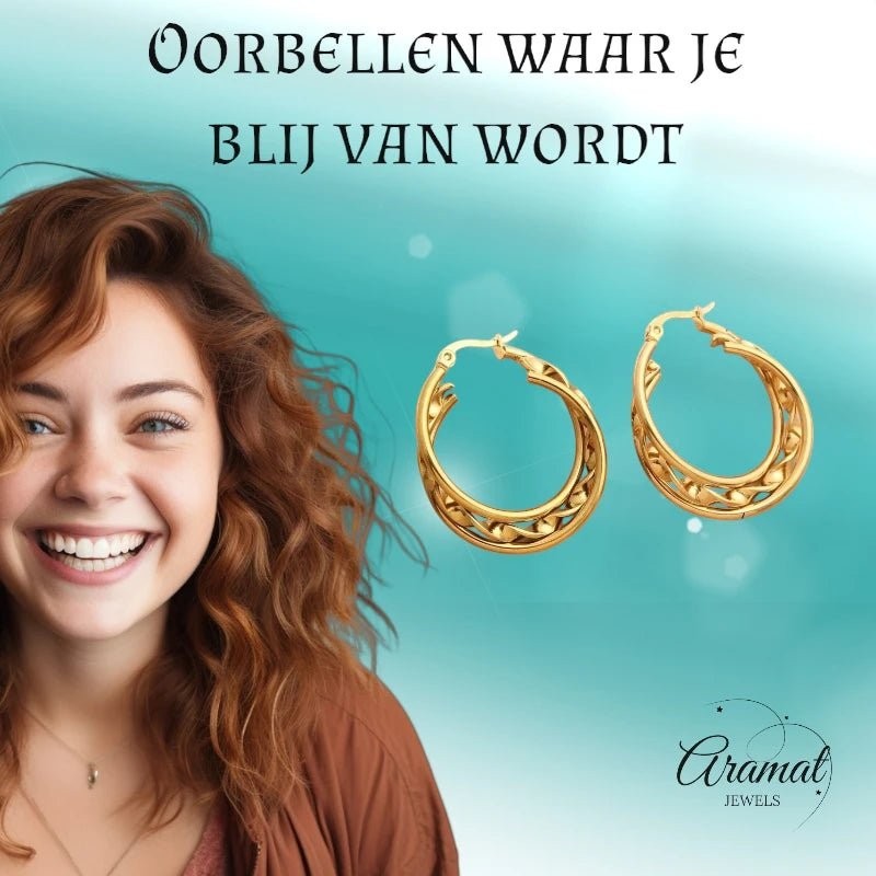 Triple Oorringen Rond 25x7mm - Goudkleurig RVS - oor6292 - 647259 - Oorringen kopen# - 25mm - alles - cadeau