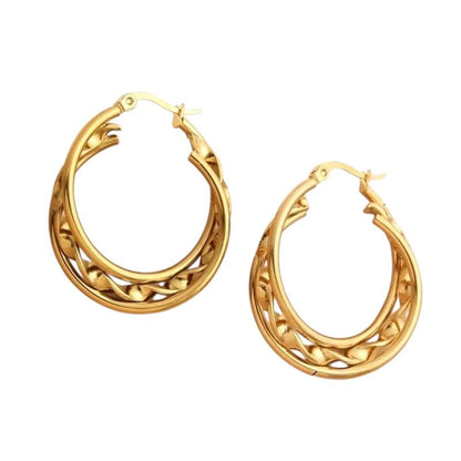 Triple Oorringen Rond 25x7mm - Goudkleurig RVS - oor6292 - 647259 - Oorringen kopen# - 25mm - alles - cadeau