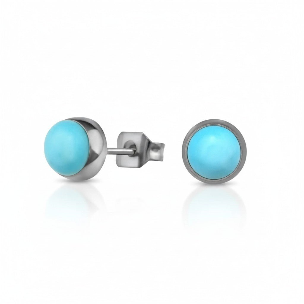 Turkoois Blauwe 6mm Oorbellen - Aramat Jewels - Oorbellen - cadeautip