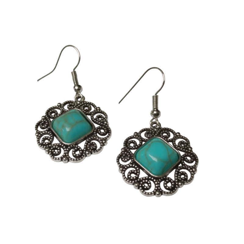 Turkoois stenen oorbellen met filigraan accenten