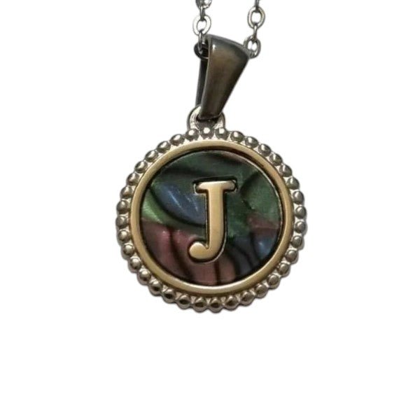 Unieke Stalen Initiaal Ketting met Abalone Schelp - Zilverkleur - 45cm - Aramat Jewels - Halskettingen - cadeautip