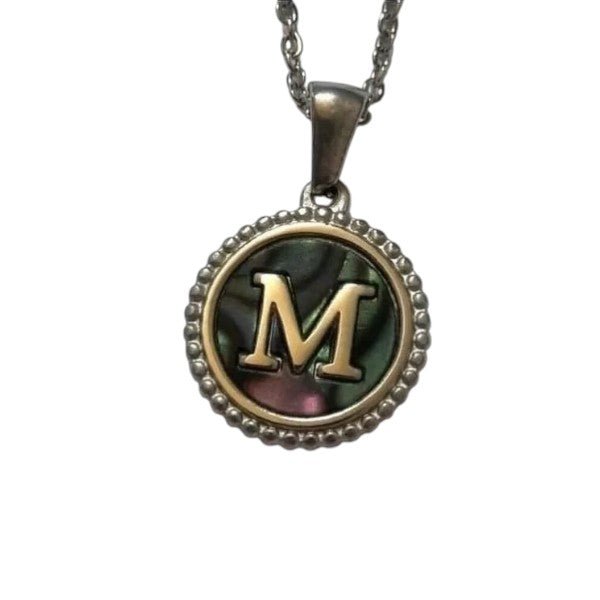 Unieke Stalen Initiaal Ketting met Abalone Schelp - Zilverkleur - 45cm - Aramat Jewels - Halskettingen - cadeautip