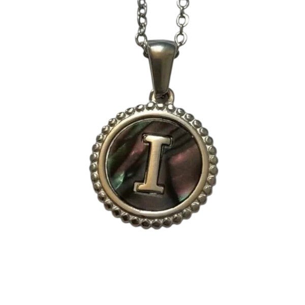 Unieke Stalen Initiaal Ketting met Abalone Schelp - Zilverkleur - 45cm - Aramat Jewels - Halskettingen - cadeautip