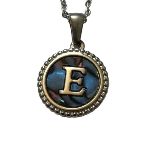 Unieke Stalen Initiaal Ketting met Abalone Schelp - Zilverkleur - 45cm - Aramat Jewels - Halskettingen - cadeautip