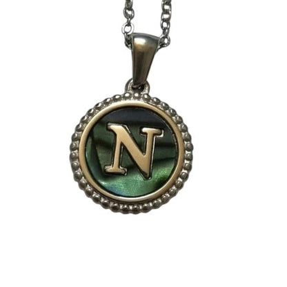 Unieke Stalen Initiaal Ketting met Abalone Schelp - Zilverkleur - 45cm - Aramat Jewels - Halskettingen - cadeautip