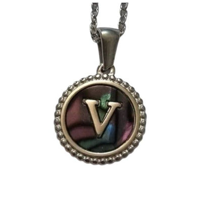 Unieke Stalen Initiaal Ketting met Abalone Schelp - Zilverkleur - 45cm - Aramat Jewels - Halskettingen - cadeautip