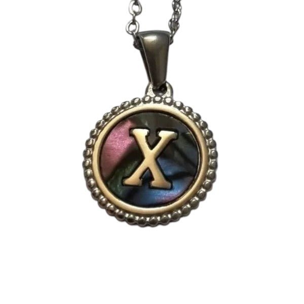 Unieke Stalen Initiaal Ketting met Abalone Schelp - Zilverkleur - 45cm - Aramat Jewels - Halskettingen - cadeautip