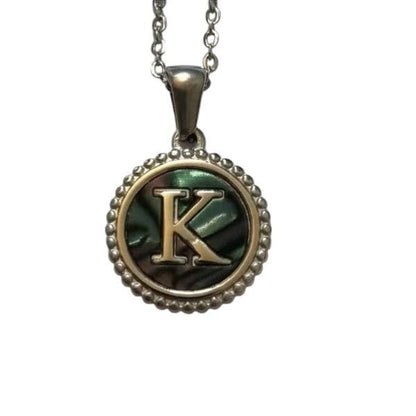 Unieke Stalen Initiaal Ketting met Abalone Schelp - Zilverkleur - 45cm - Aramat Jewels - Halskettingen - cadeautip