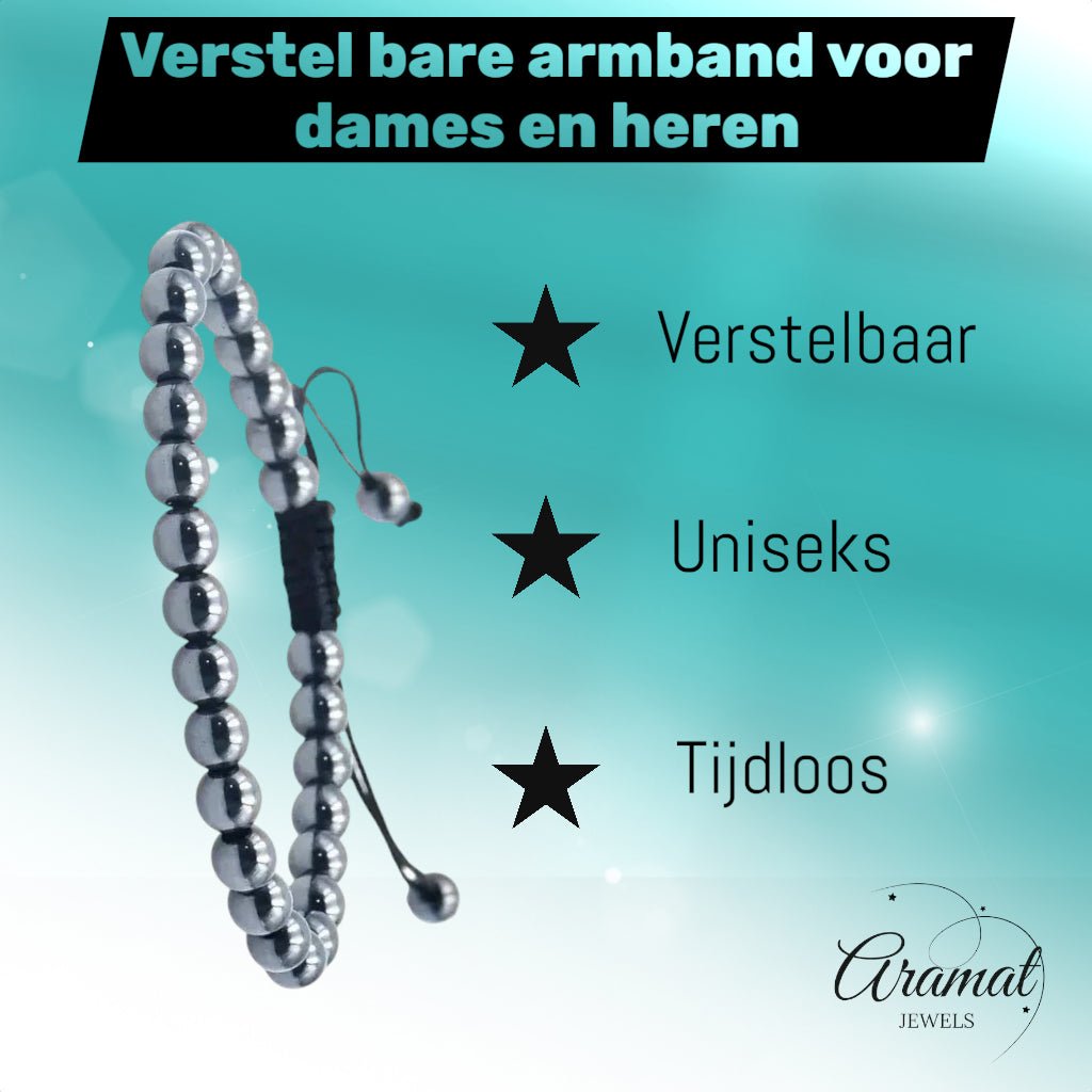 Verstelbaar Hematiet Armband natuursteen - Aramat Jewels - Armbanden - cadeautip