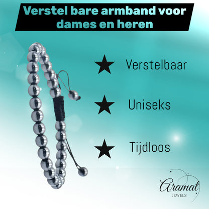 Verstelbaar Hematiet Armband natuursteen