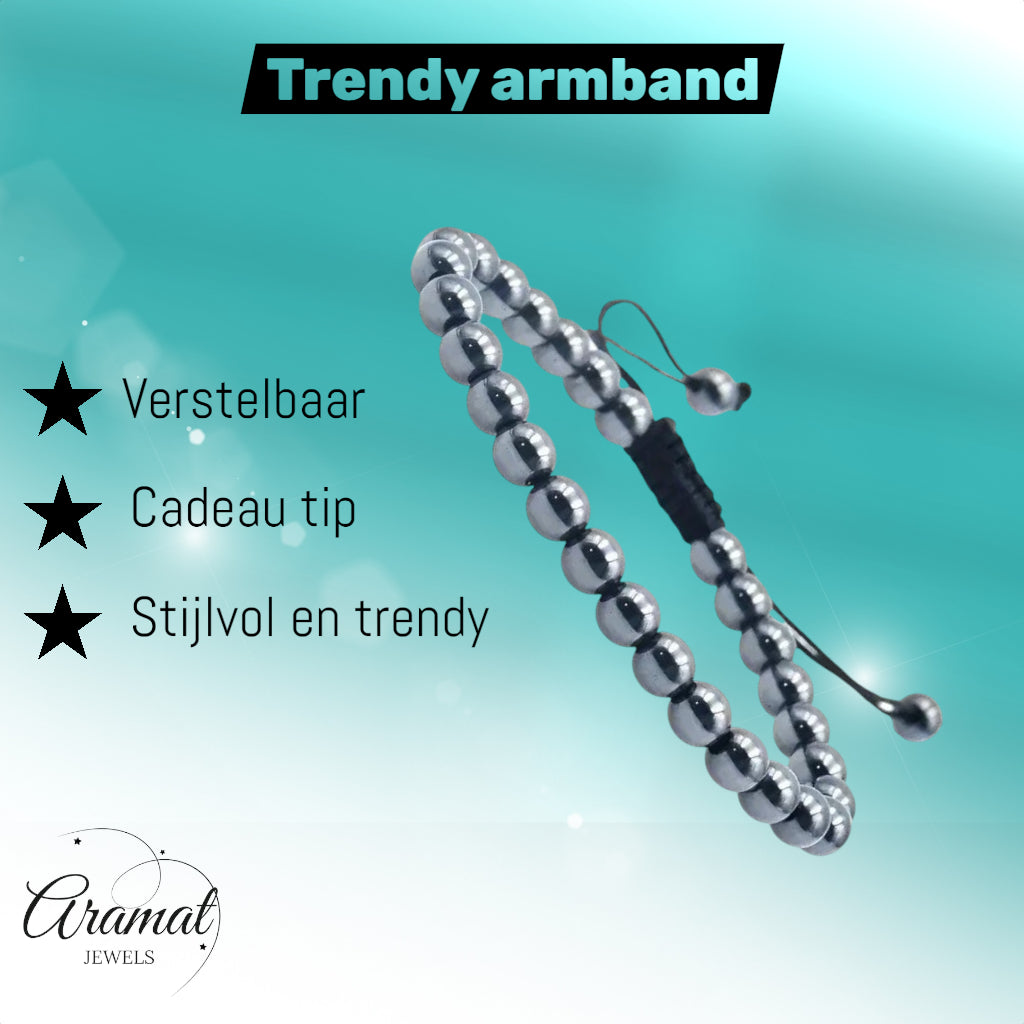 Verstelbaar Hematiet Armband natuursteen