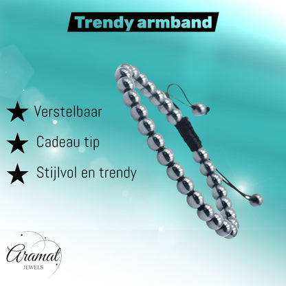Verstelbaar Hematiet Armband natuursteen