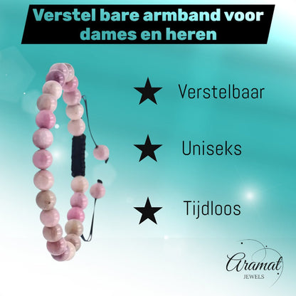 Verstelbaar Rhodochrosiet Natuursteen Armband - Aramat Jewels - Armbanden - cadeautip