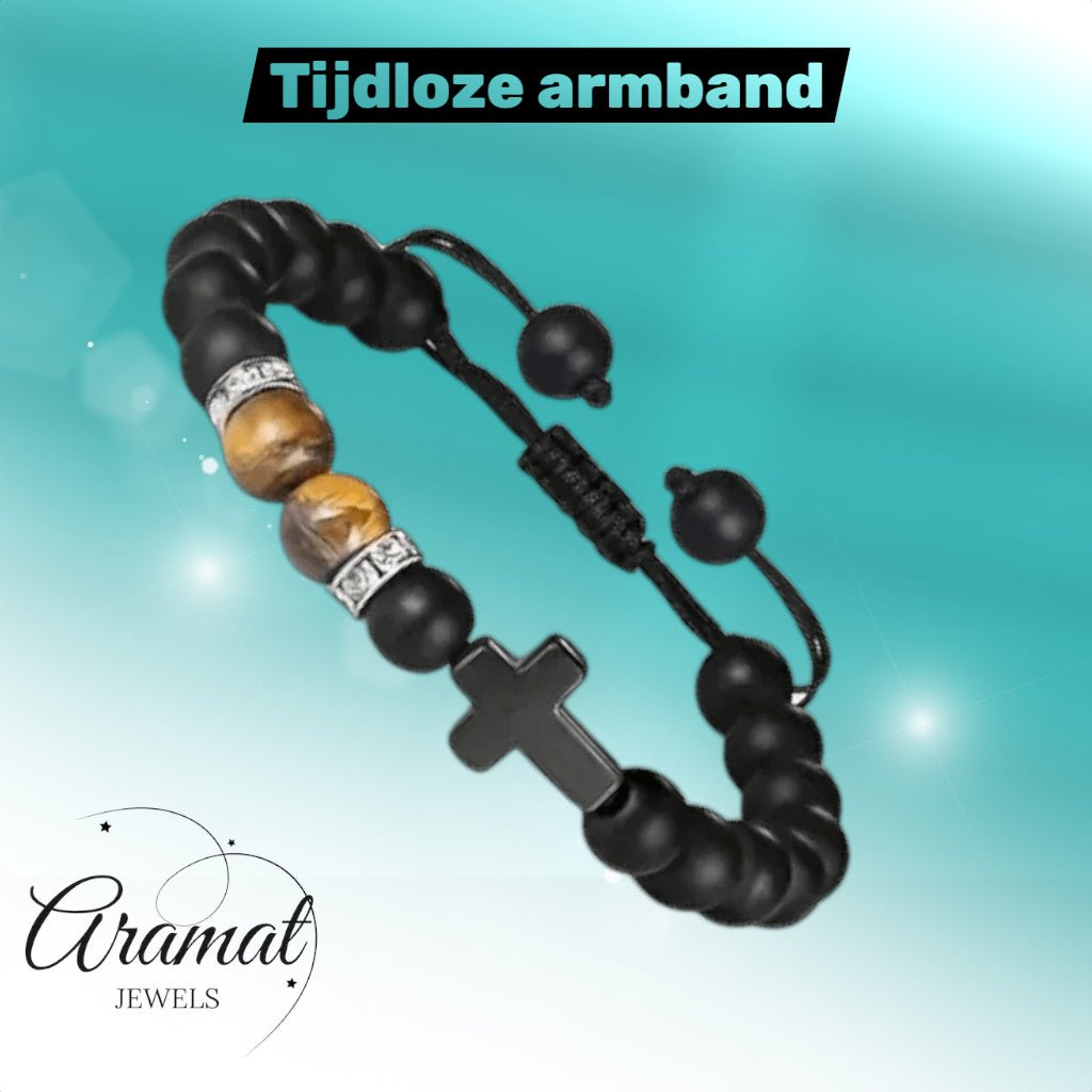 Verstelbare Armband Met Tijgeroog & Natuursteen - Aramat Jewels - Armbanden - cadeautip