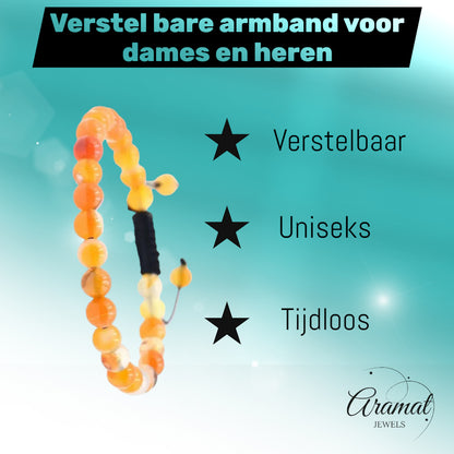 Verstelbare Armband Oranje Gestreept Agaat