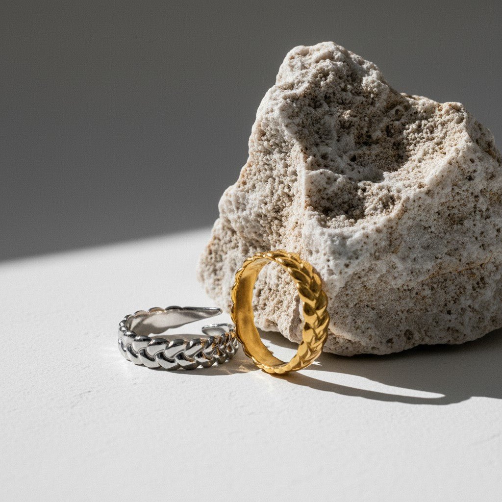 Verstelbare Damesring met Vlecht Design van RVS - 5,5mm - Aramat Jewels - Ringen - cadeautip