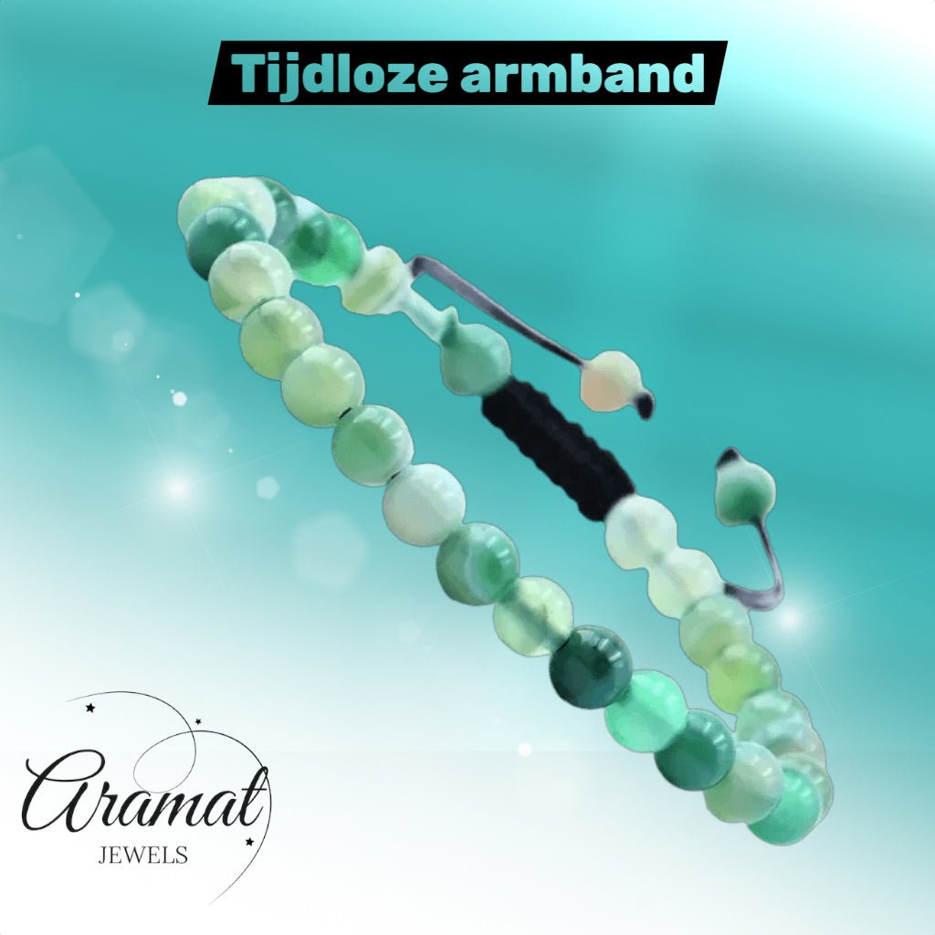 Verstelbare Groene Streepagaat Armband - Aramat Jewels - Armbanden - cadeautip