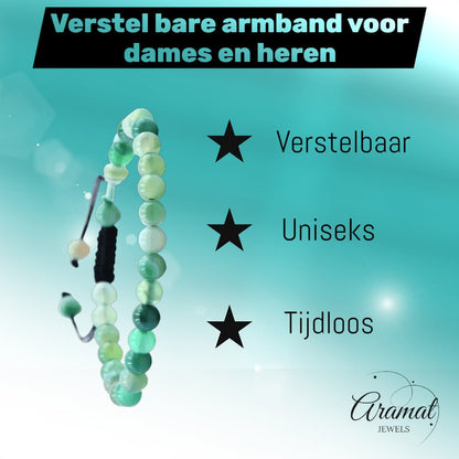 Verstelbare Groene Streepagaat Armband - Aramat Jewels - Armbanden - cadeautip