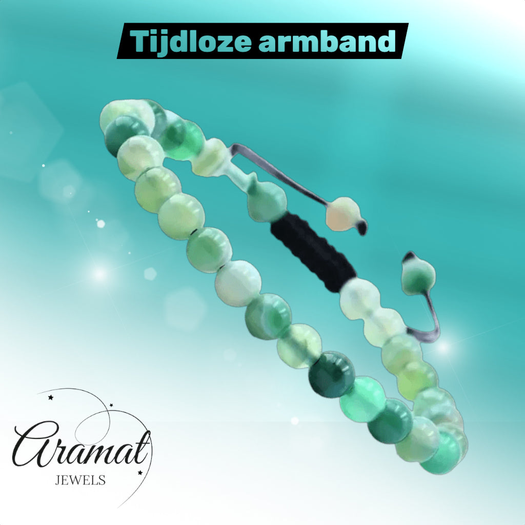 Verstelbare Groene Streepagaat Armband