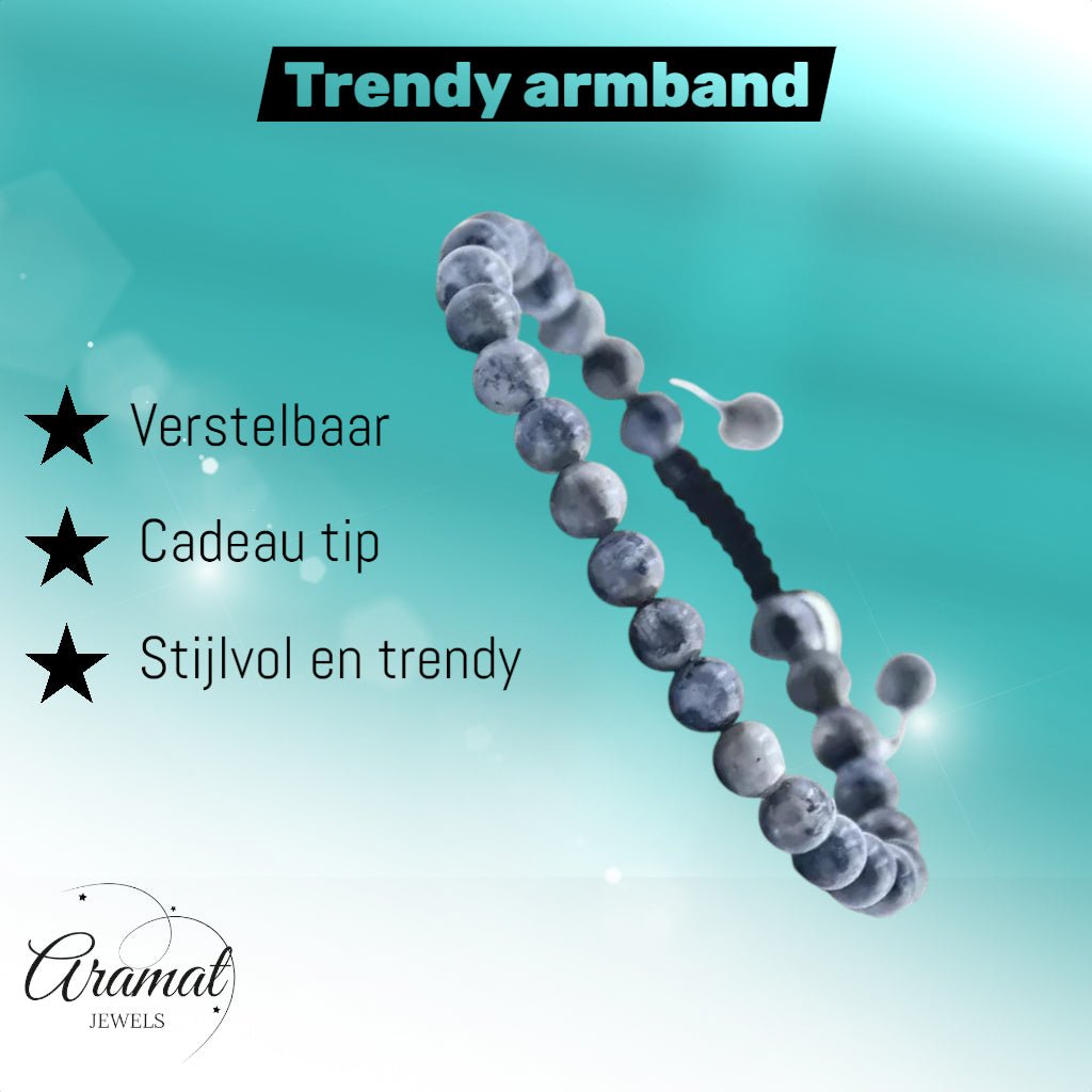 Verstelbare Larvikiet Labradoriet Armband - Aramat Jewels - Armbanden - cadeautip