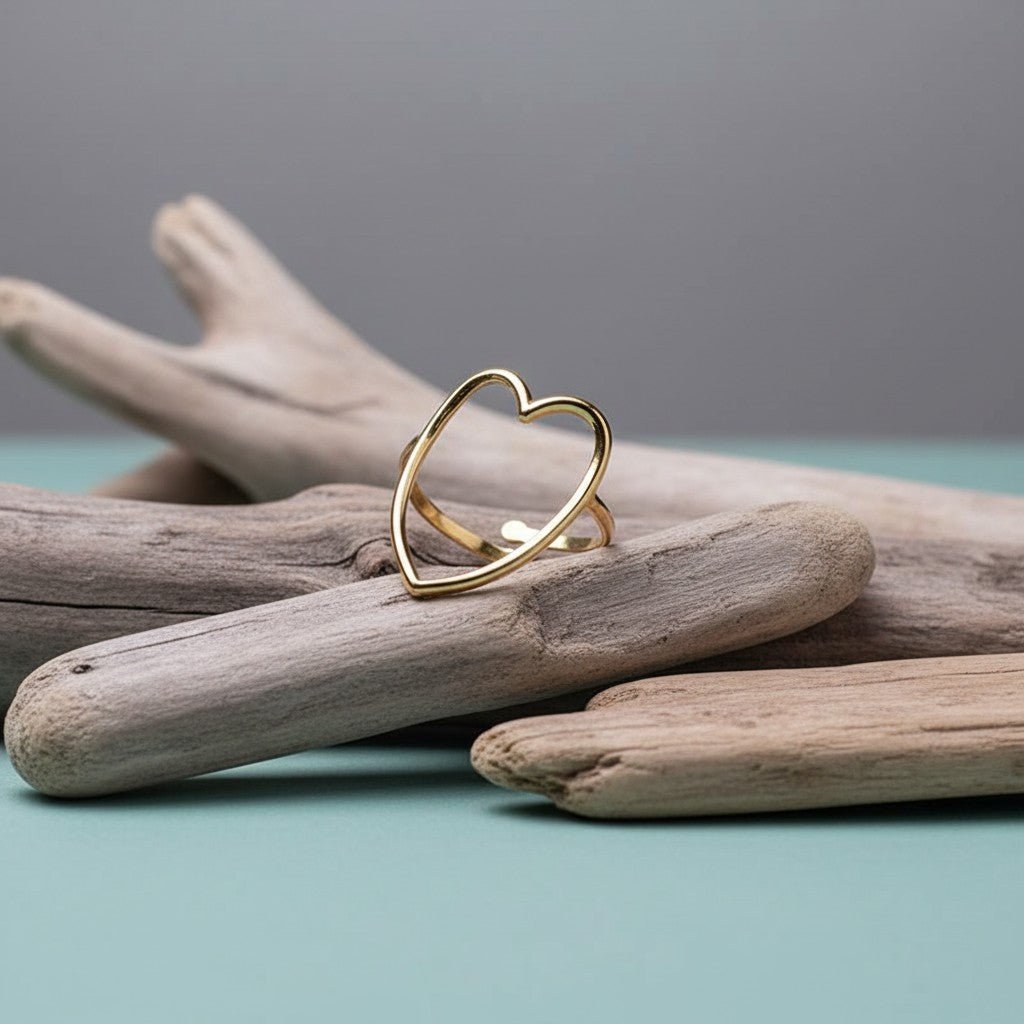 Verstelbare Ring met Groot Open Hart 26mm - Stainless Steel - Aramat Jewels - Ringen - cadeautip