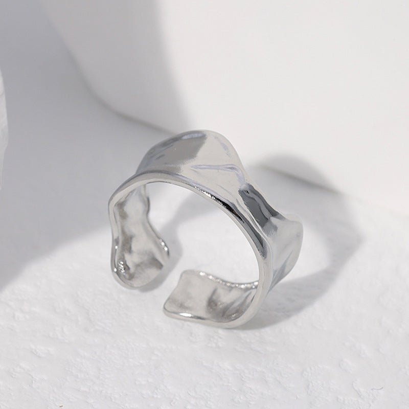 Verstelbare RVS Damesring met Getrommeld Design - 11mm breed - Aramat Jewels - Ringen - cadeautip
