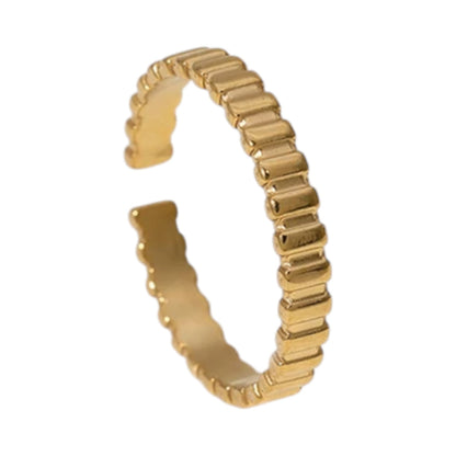 Verstelbare RVS Ring met Blokjes Motief - 3mm Breed - Aramat Jewels - Ringen - cadeautip