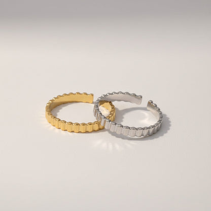 Verstelbare RVS Ring met Blokjes Motief - 3mm Breed - Aramat Jewels - Ringen - cadeautip