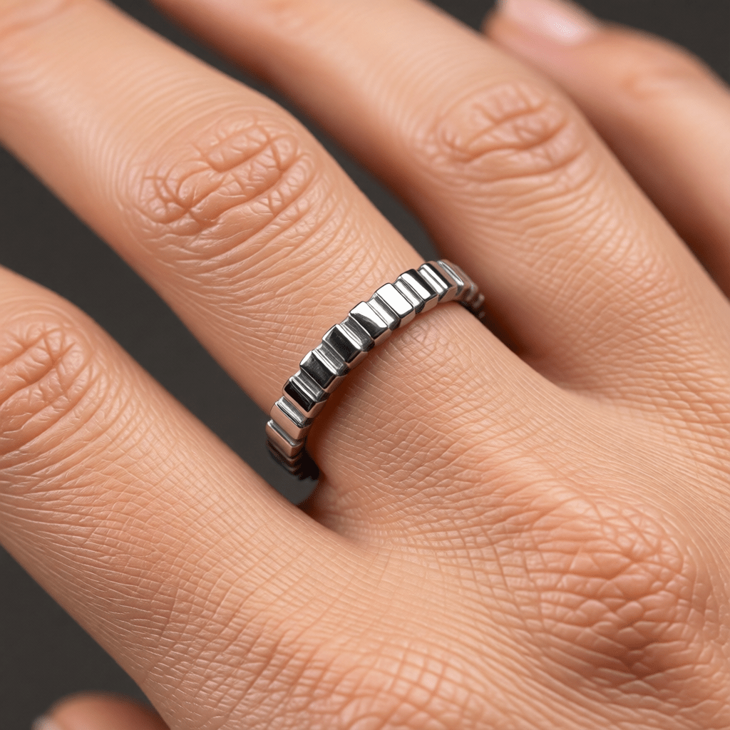 Verstelbare RVS Ring met Blokjes Motief - 3mm Breed - Aramat Jewels - Ringen - cadeautip