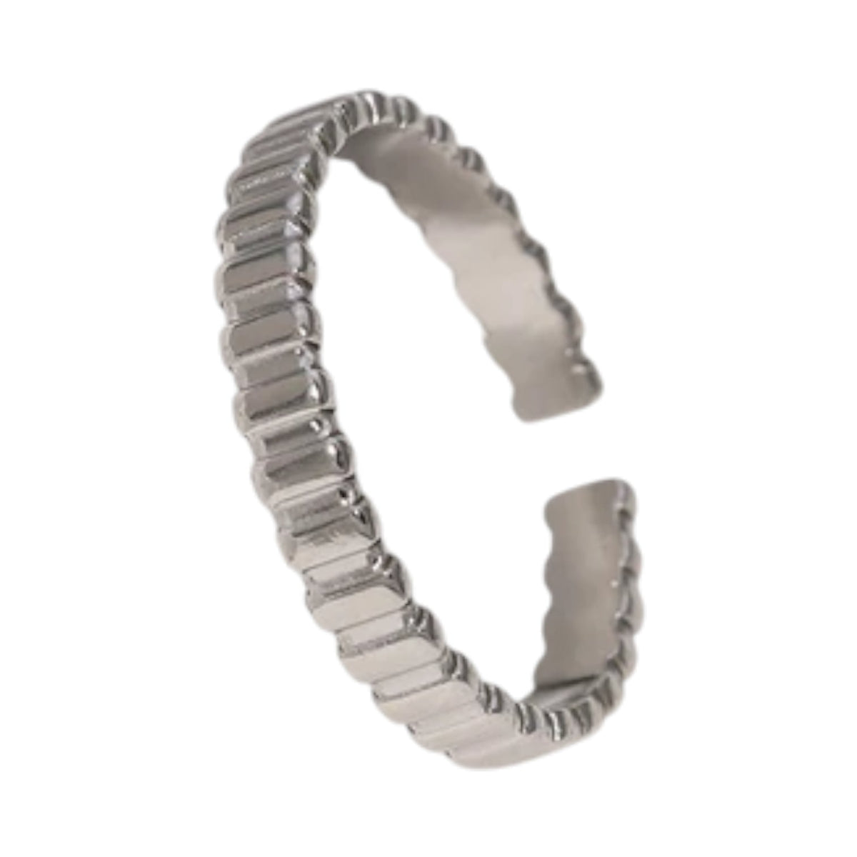 Verstelbare RVS Ring met Blokjes Motief - 3mm Breed - Aramat Jewels - Ringen - cadeautip